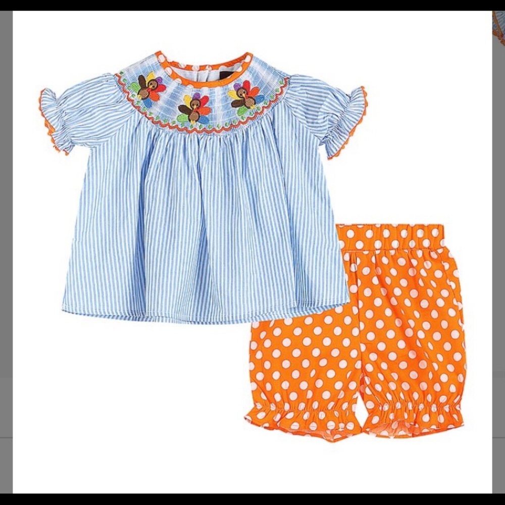 NWT Lil Cactus Turkey Thanksgiving smock set